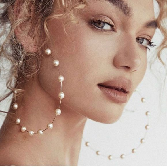 Pearl Hoops (Silver Hardware) - Picture 3 of 4